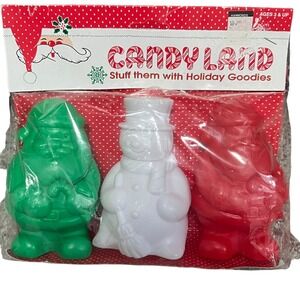 Vtg Candy Land Stuff With Holiday Goodies Santa Snowman‎ Christmas Stocking NEW